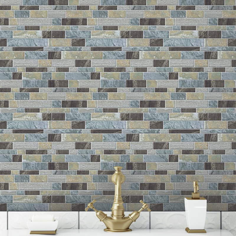Room Mates Long Stone 10.5" x 10.5" PVC Peel & Stick Mosaic Tile in